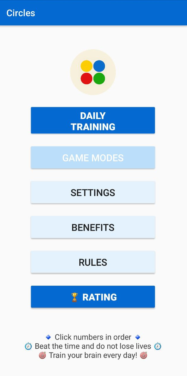 Gameplay: numbers in a circle